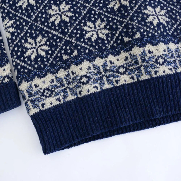 Vintage Environmental  Clothing Co Made USA 85% Wool Navy/ Cream Winter Design L - Picture 7 of 12